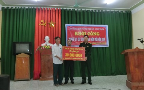 Ban chỉ huy Quân sự huyện- xã Hợp Thành khởi công chung tay xây dựng NTM 2019.
